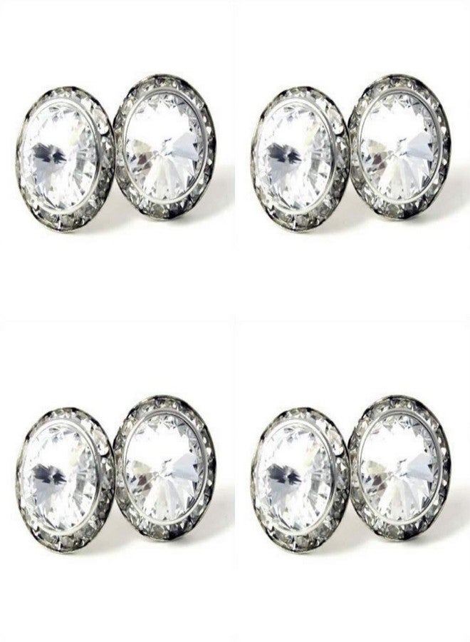 DOLON 4 Pairs 20mm Round Shaped Acrylic Stone Post Earrings for Womens Wedding Dance Costume Casual Wear Stage Jewelry Mothers Day Gift Clear - Image 1