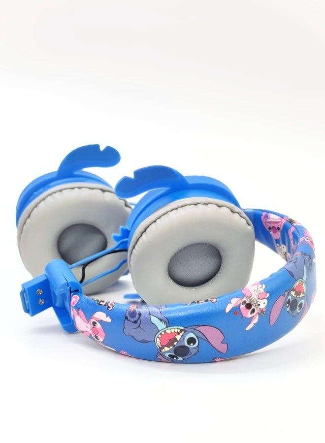 Upgraded blue Stitch pattern Bluetooth wireless headset for children, noise-cancelling wireless headset for children, suitable for TF card, mobile phone, tablet computer - Image 5