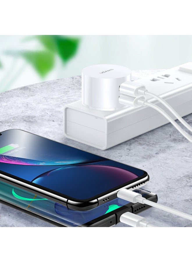 Youshengsi Dual Usb Charging Head Uk Standard Mobile Phone Charger Us Standard Fast Charging Head European Travel Converter-Color:White  Charging Head + TPYE-C Data Cable - Image 5
