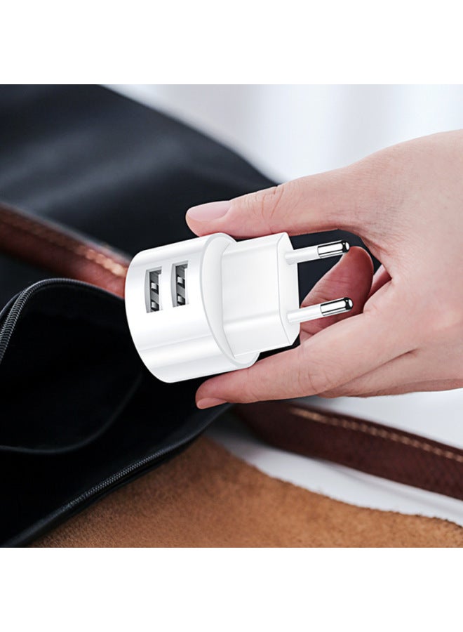 Youshengsi Dual Usb Charging Head Uk Standard Mobile Phone Charger Us Standard Fast Charging Head European Travel Converter-Color:White  Charging Head + TPYE-C Data Cable - Image 4