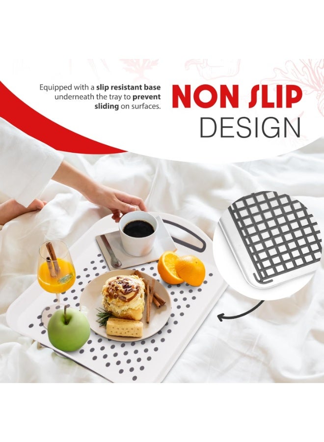 GUDOO طقم صواني تقديم 2 قطع – صواني غير قابلة للانزلاق مع مقابض مريحة، مثالية لتحضير الطعام، الشاي، أو الإفطار في السرير – صينية بلاستيكية لتناول الطعام بثبات – قابلة للغسل في غسالة الصحون (أسود ×2). - Image 5