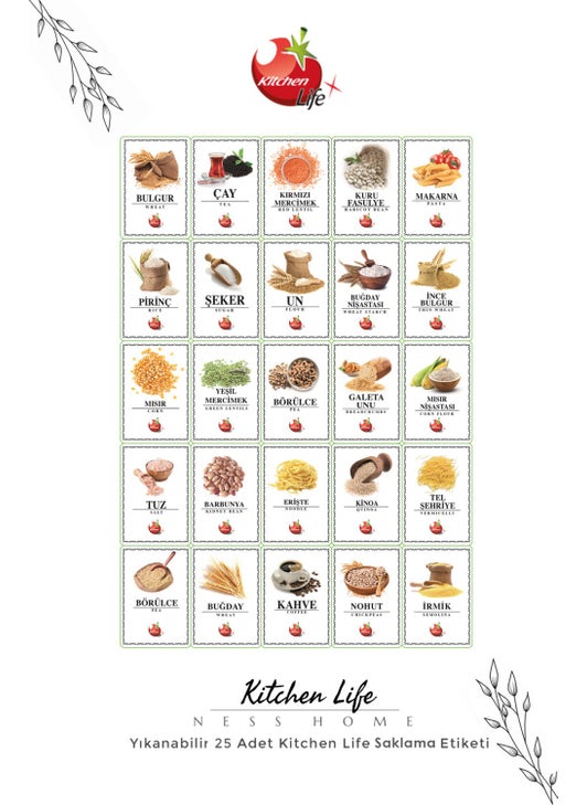 25 Washable Visual Storage Containers and Spice Label - Sticker