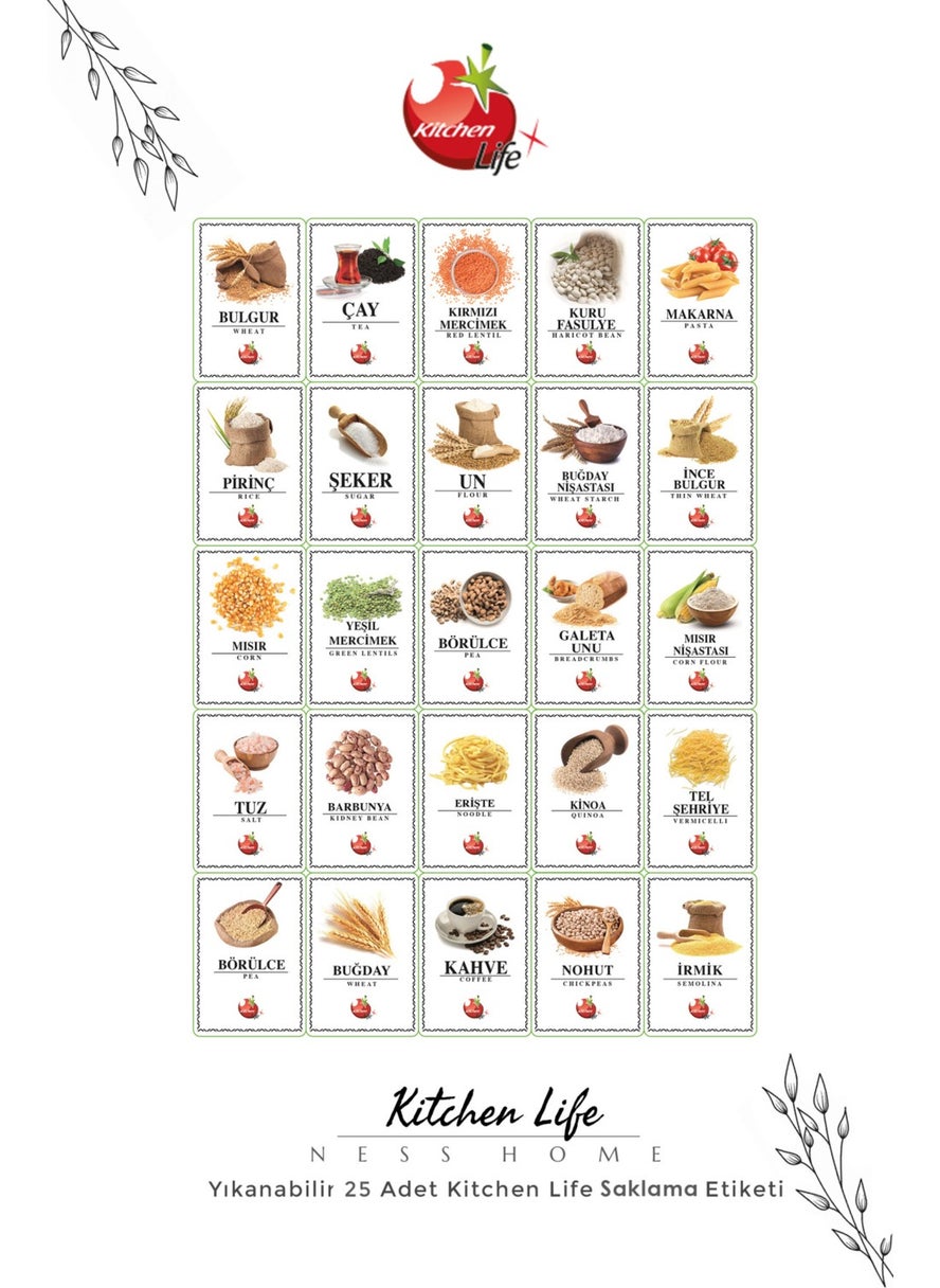 25 Washable Visual Storage Containers and Spice Label - Sticker