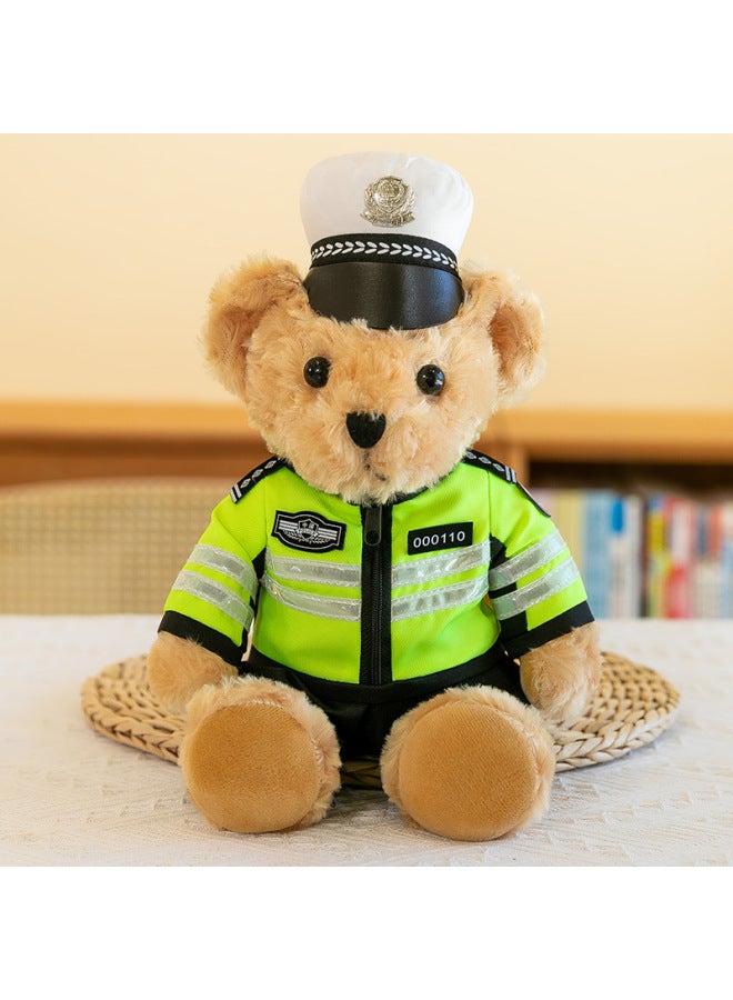 Special Police Bear Doll Traffic Police Public Security Traffic Fireman Plush Toy Police Camouflage Teddy Bear Doll-Color:Brown Traffic Police-Height:35cm  - Image 1
