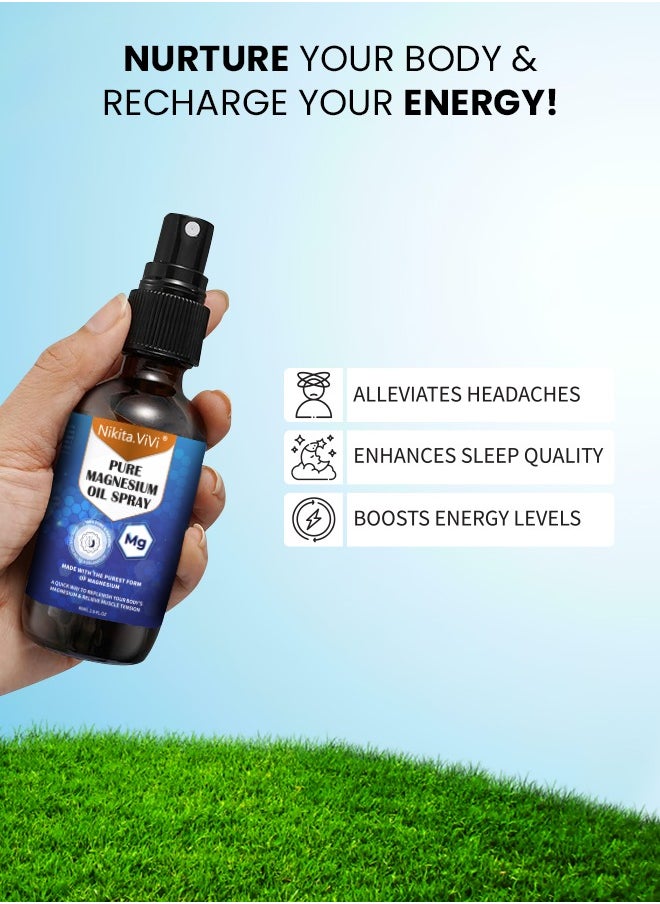 NIKITA.VIVI 60ml Pure Magnesium Oil Spray,Magnesium Spray for Sleep and Anxiety,100% Pure & Natural,Gluten Free,Magical Topical Magnesium Oil Spray,Non-GMO Magnesium Spray for Feet and Body Muscle Relaxation Oil  - Image 5
