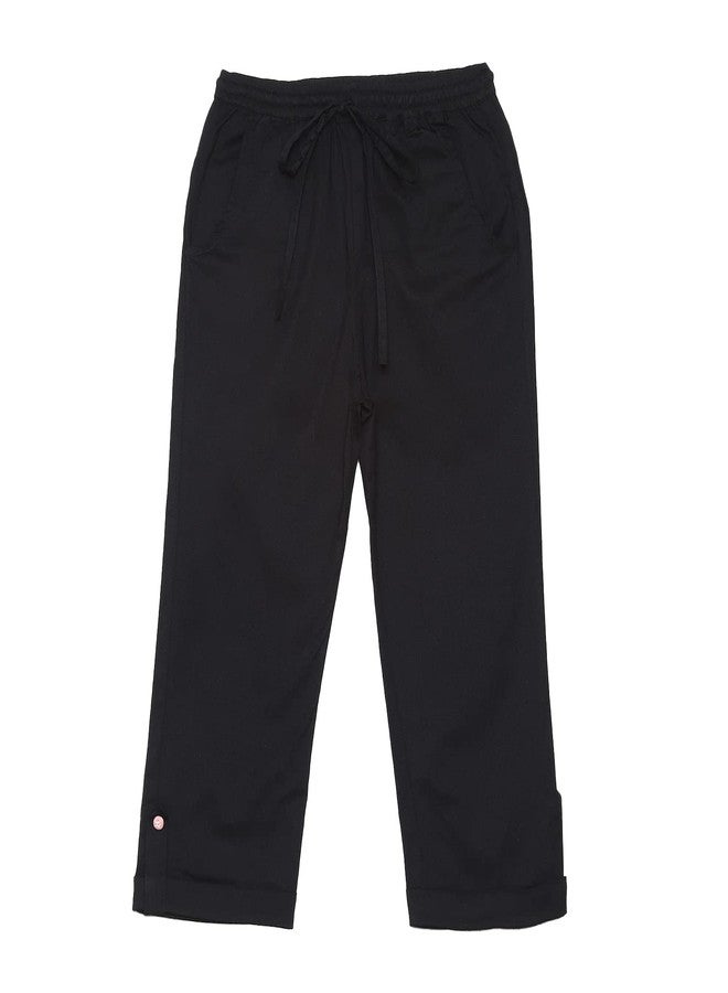 BIBA Girls Solid Straight Kid Pant(Kw4943_Black_9), 8-9 Years - Image 1