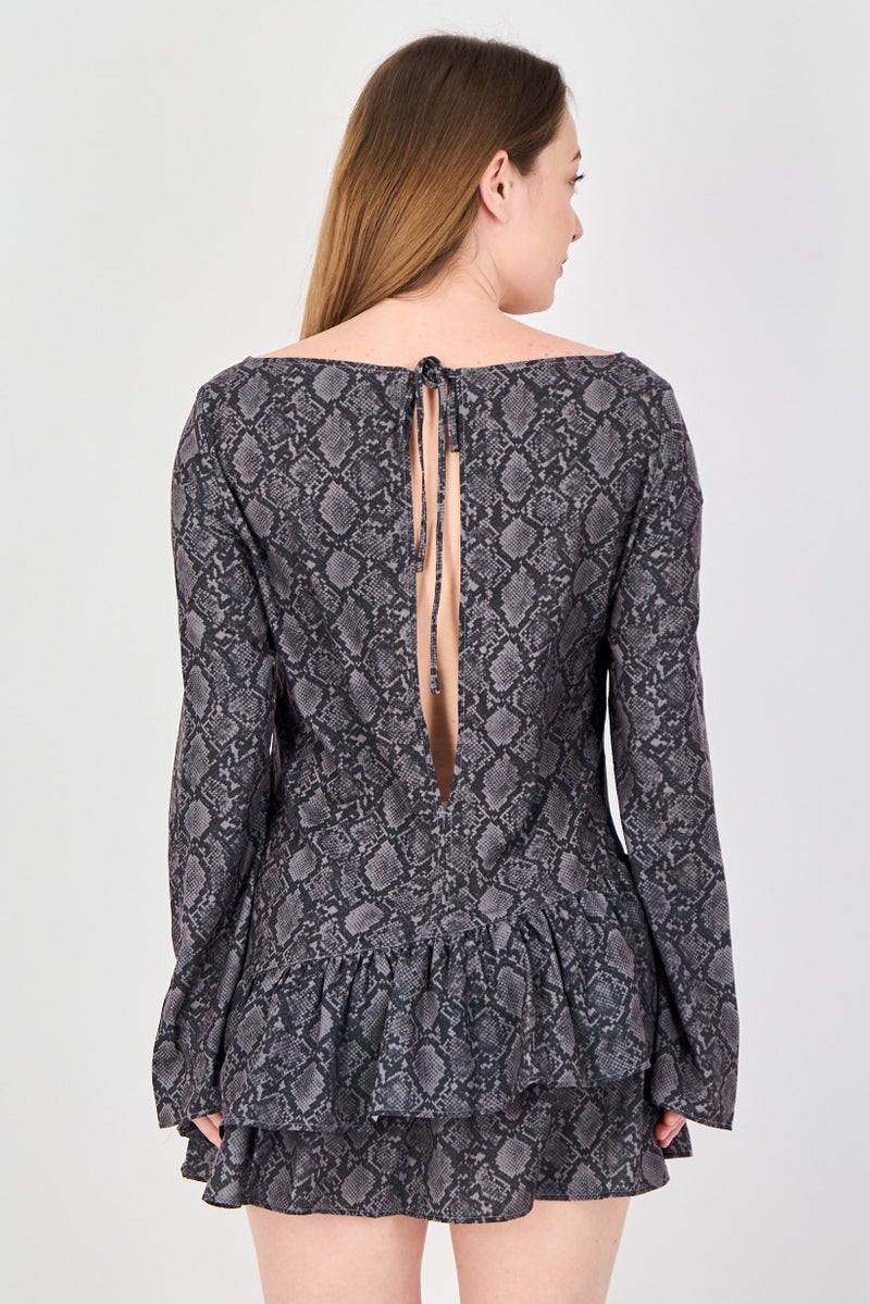 MONKI Women Animal Print Mini Dress, Mulitcolor - Image 4