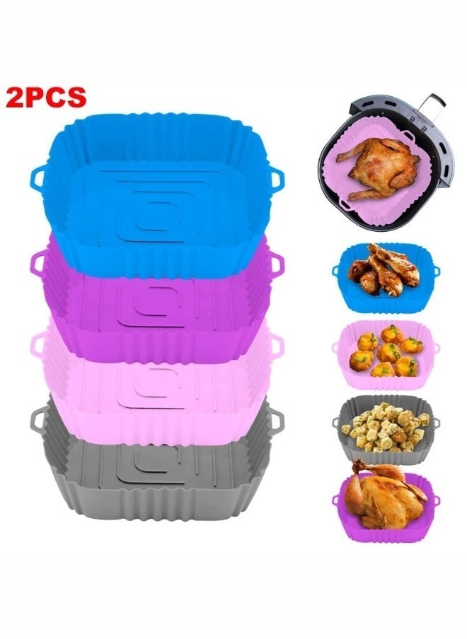 Generic 2pcs 20cm Square Air Fryer Silicone Tray Multicolour  - Image 2
