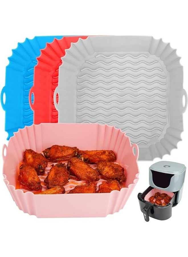 Generic 2pcs 20cm Square Air Fryer Silicone Tray Multicolour  - Image 1