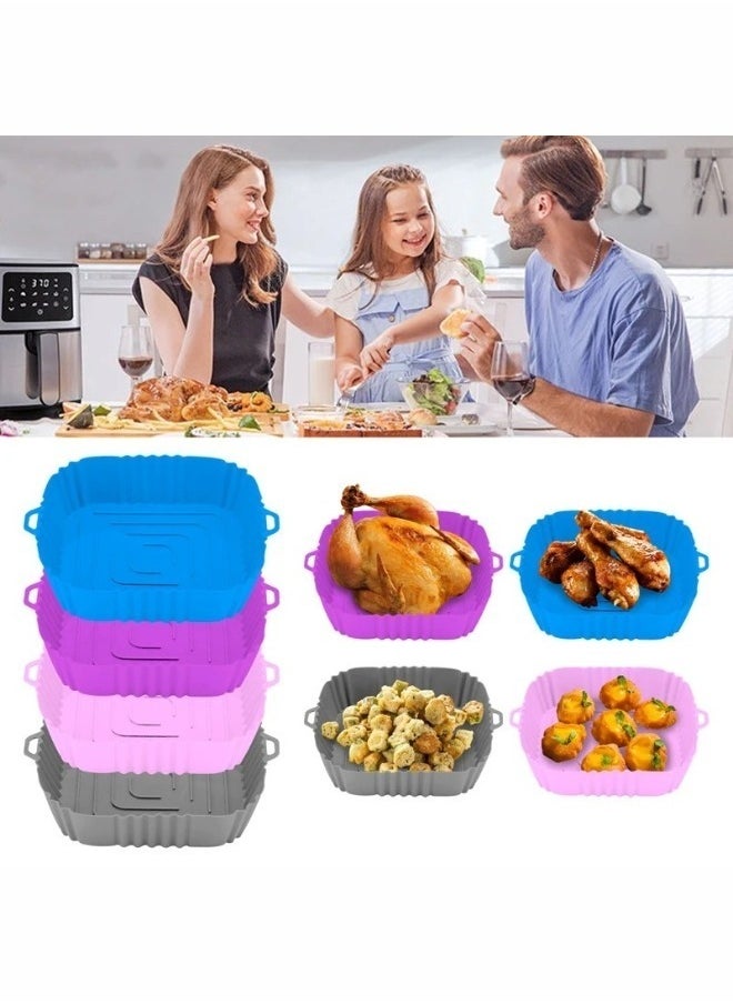 Generic 2pcs 20cm Square Air Fryer Silicone Tray Multicolour  - Image 3