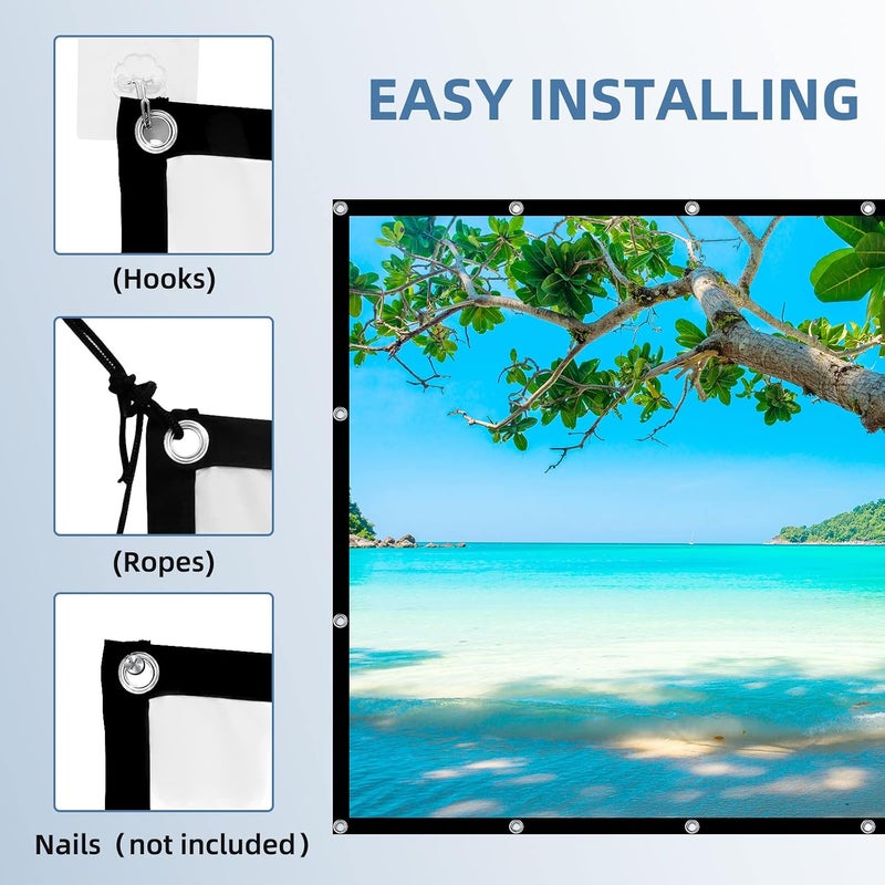 شاشة عرض، ، دقة 4K، نسبة عرض إلى ارتفاع 16:9، شاشة عرض قابلة للطي، ذات جانبين، محمولة، مناسبة للاستخدام في الهواء الطلق أو داخل المنزل، لمشاهدة الأفلام أو استخدامها في دور السينما المنزلية (180 بوصة). - Image 3