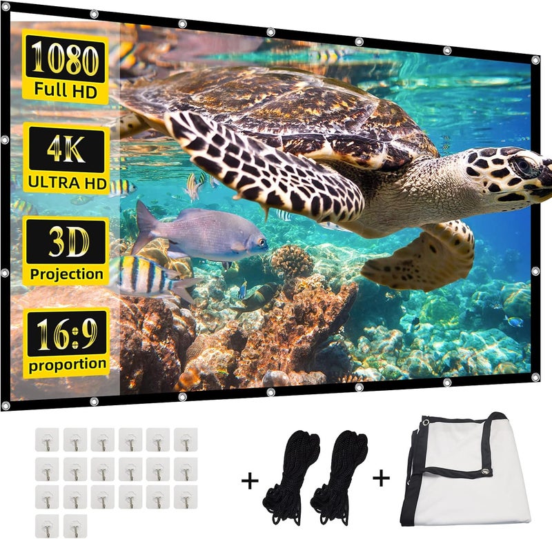 شاشة عرض، ، دقة 4K، نسبة عرض إلى ارتفاع 16:9، شاشة عرض قابلة للطي، ذات جانبين، محمولة، مناسبة للاستخدام في الهواء الطلق أو داخل المنزل، لمشاهدة الأفلام أو استخدامها في دور السينما المنزلية (180 بوصة). - Image 1