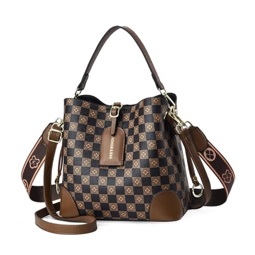 PALAY® Cross Body Bag Purses For Women Pu Leather Crossbody Bucket Bag With Two Adjustable Shoulder Strap dark brown 2PCS - Image 1