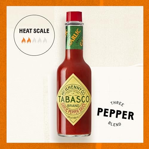 TABASCO Brand Cayenne Garlic Pepper Sauce Mild Hot Sauce Glass Bottle Smoky  Zesty Blend with Savory Garlic Bold Flavor Great for Italian Dishes  More 5 Fl Oz Pack of 1 - Image 5