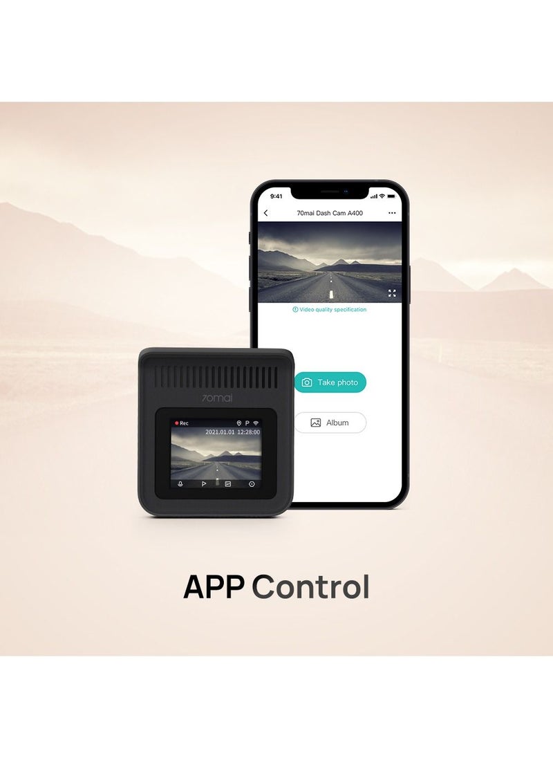 70mai - 70mai A400 Dash Cam 2K With 64 GB Memory Card IPS Built in WiFi Smart Dash Camera For Cars Parking Monitor 145° Wide-Angle FOV WDR Night Vision 1440P Quad HD Car Camcorder Emergency Recorder G-Sensor - Image 1