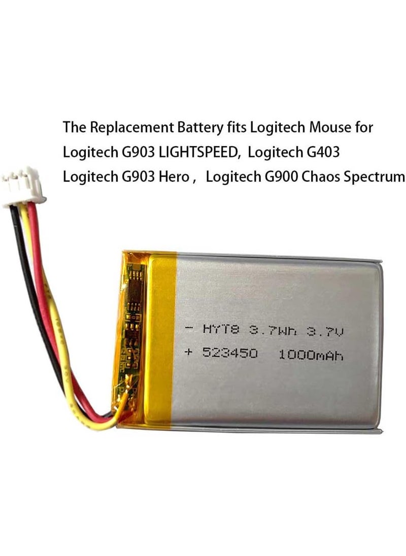 AOLIKES 523450 37v 1000mAh Battery Replacement for Logitech G903 Lightspeed G403 G903 Hero G900 Chaos Spectrum Wireless Mouse 383450 Batteries Replacement