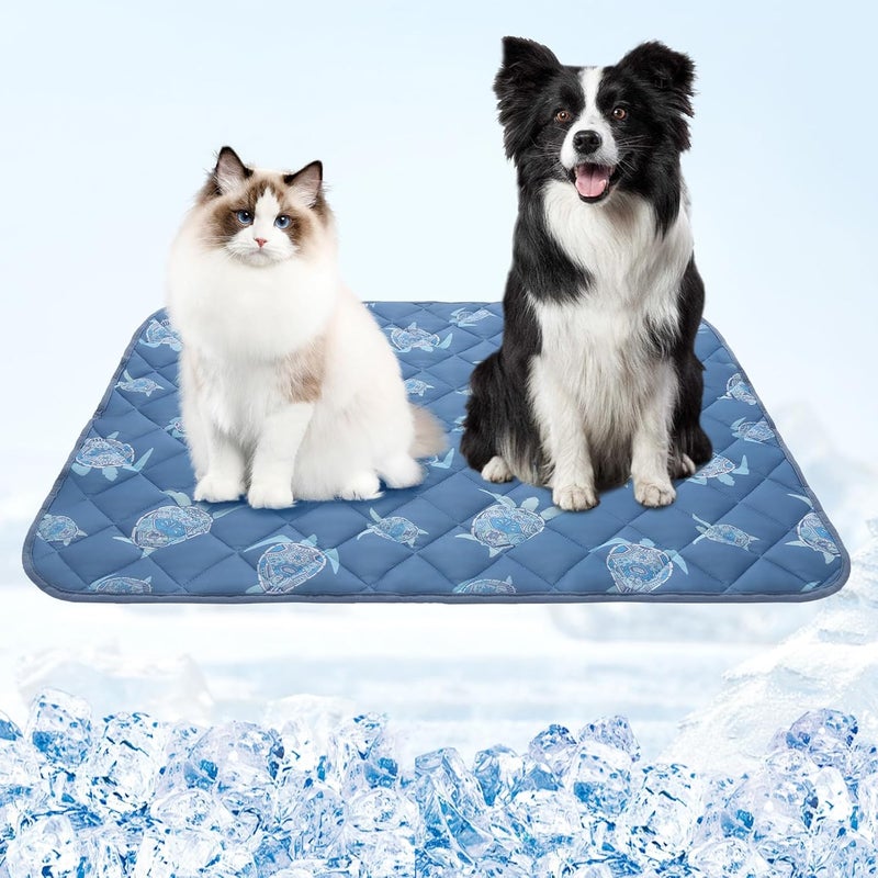 HOMIMP Cool Pet Pad, Summer Cooling Mat & Sleeping Pad, Navy Blue L, 27.5IN x 38.5IN - Image 1