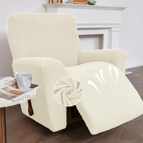 KEKUOU Recliner Chair Covers Lazy Boy Recliner Covers Stretch Couch Cover Slipcovers 1 Piece Furniture Protector with Elastic Bottom for Dog,Kids.(Recliner, Beige) - Image 2