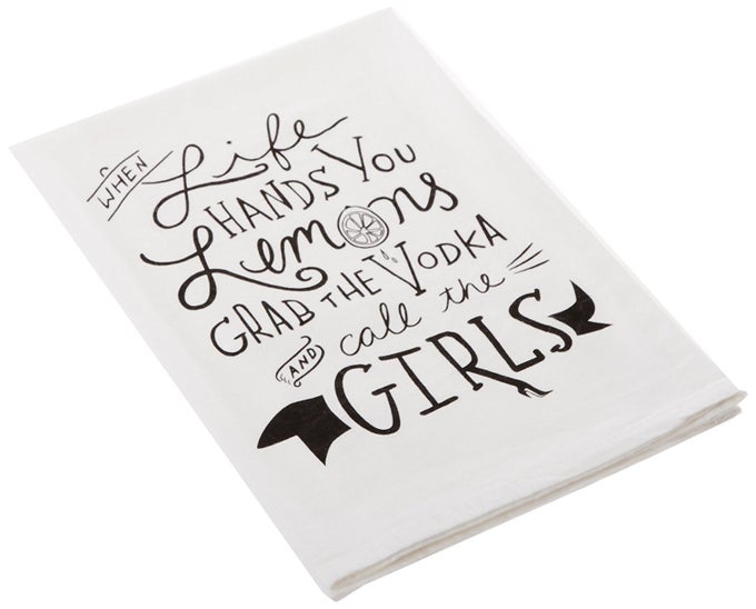 LOL MADE YOU SMILE COTTON DISH TOWEL 28 X 28 GRAB THE VODKA