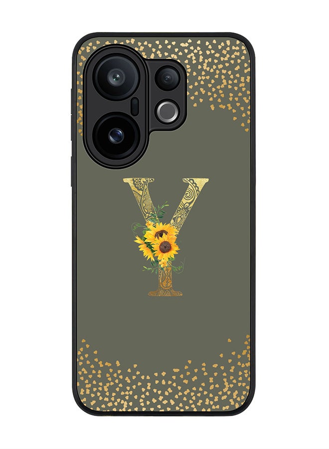 غطاء مخصص لجهاز vivo X200 FE / S30 Pro mini، حماية كاميرا نحيفة، غطاء هاتف مضاد للصدمات - تصميم زهور مخصص - Y (أخضر زيتوني) 