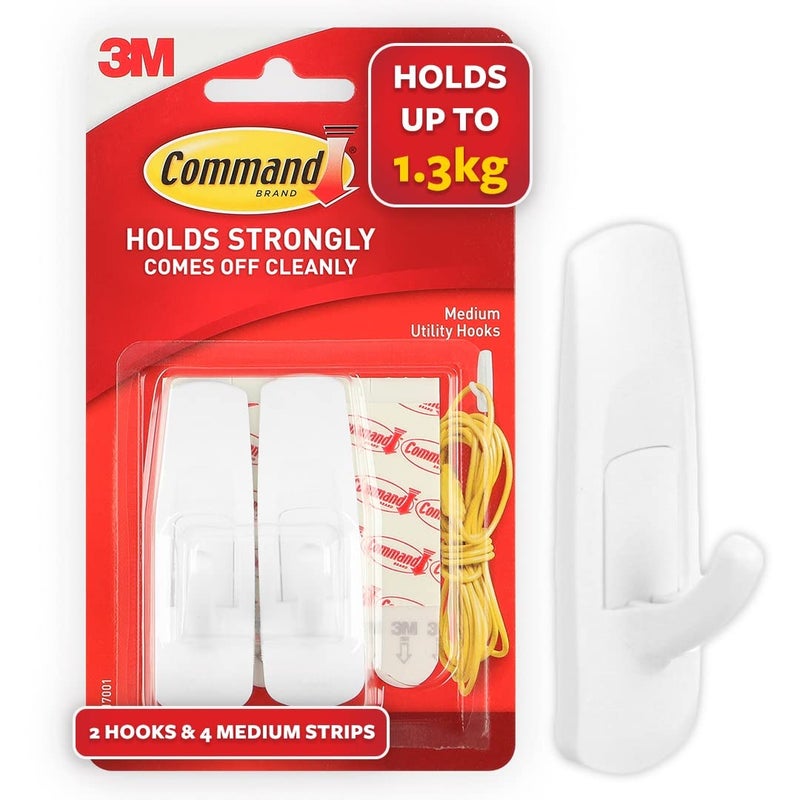 Command Command Plastic Medium Utility Wall Hooks Up to 13Kg Heavy Duty Holds Strongly Reusable Adhesi  - Image 5
