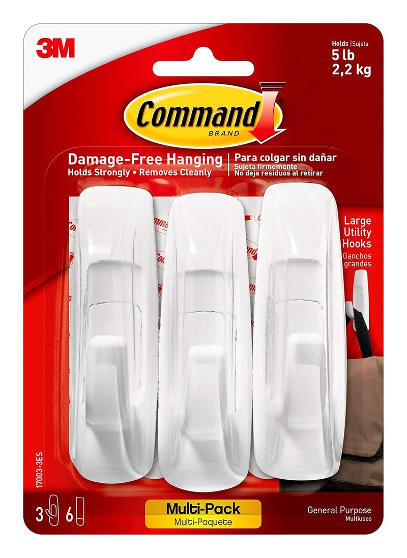 Command Command Plastic Medium Utility Wall Hooks Up to 13Kg Heavy Duty Holds Strongly Reusable Adhesi  - Image 2