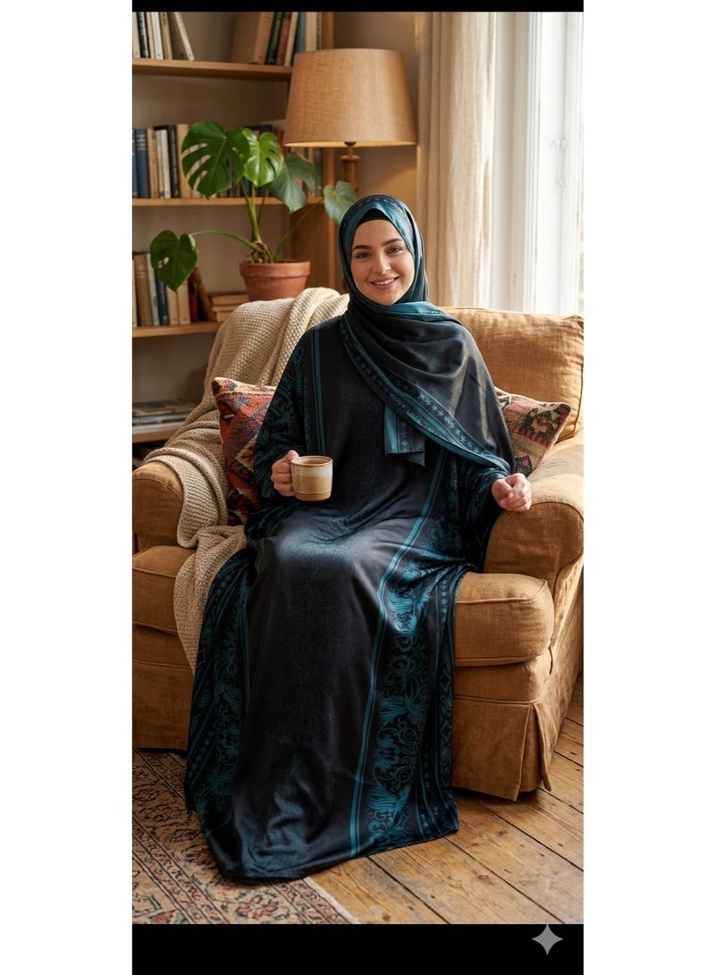 prayer isdal,soft fabric,160cm length,one size,black and teal - Image 2