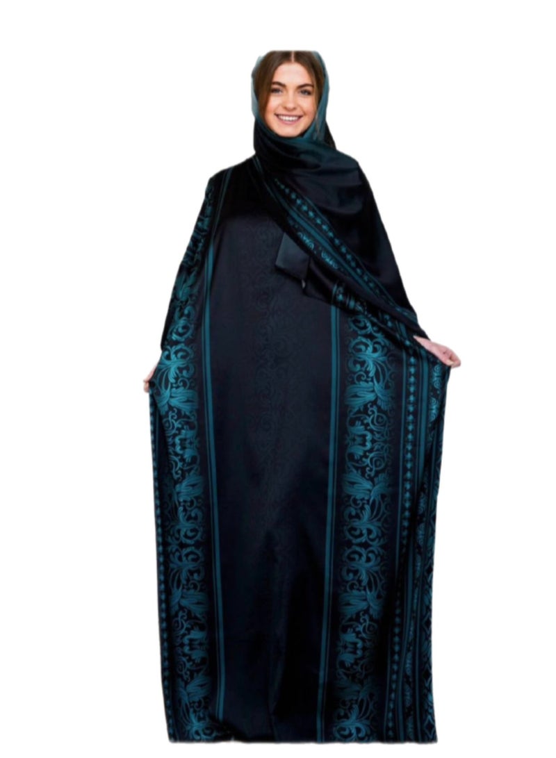 prayer isdal,soft fabric,160cm length,one size,black and teal - Image 1