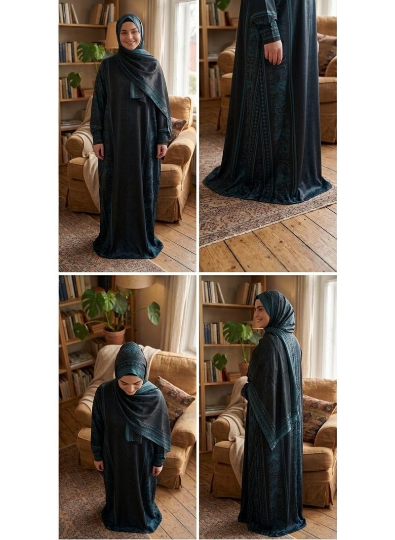 prayer isdal,soft fabric,160cm length,one size,black and teal - Image 4