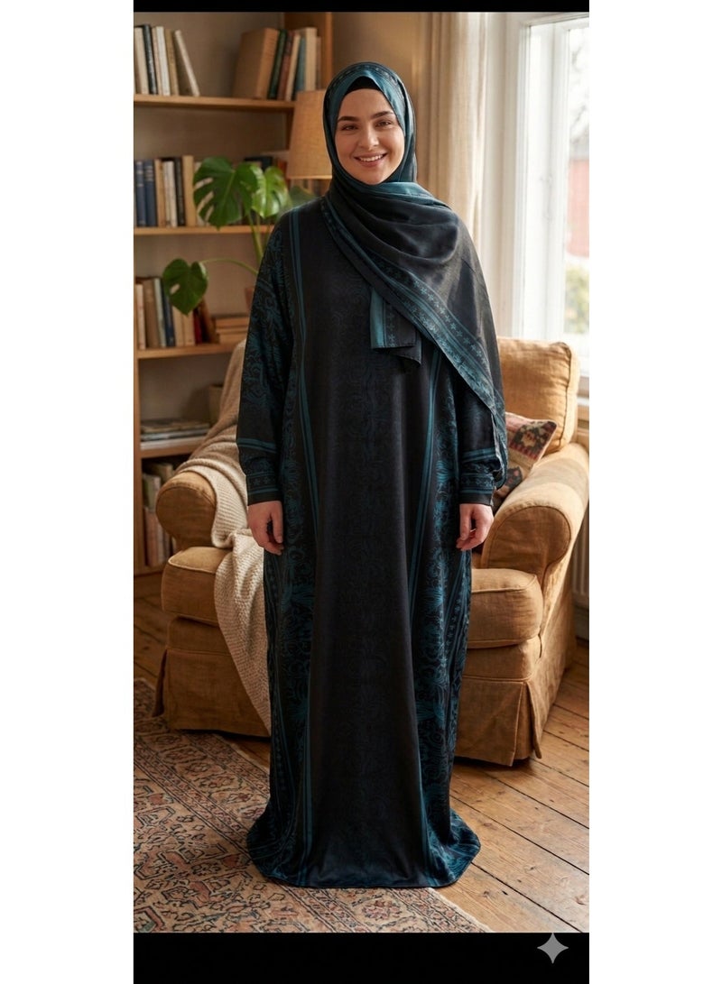 prayer isdal,soft fabric,160cm length,one size,black and teal - Image 3