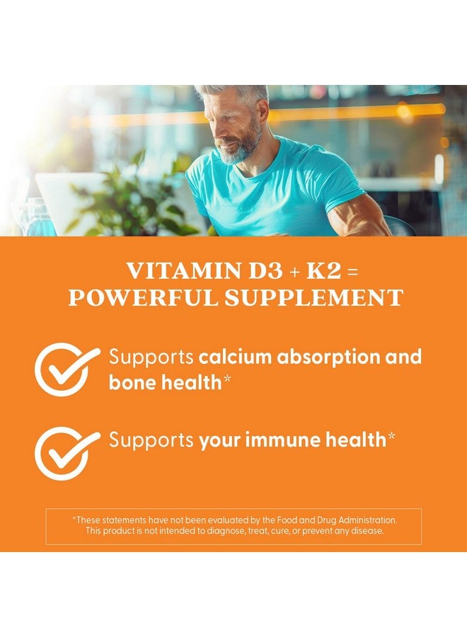 Doctor's BEST Doctor's Best Vitamin D3 + K2 (Vitamin K2 as MK-7), Supports Bone, Tissue, & Arterial Health, Calcium Absorption • Non-GMO • Gluten Free • Vegetarian, 5000 IU, 60 Veggie Caps - Image 2