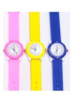 Generic Kids Analog Watch Set with Silicone Strap, 5 Colours - Red, Black, Pink, Yellow, Blue  - Image 5