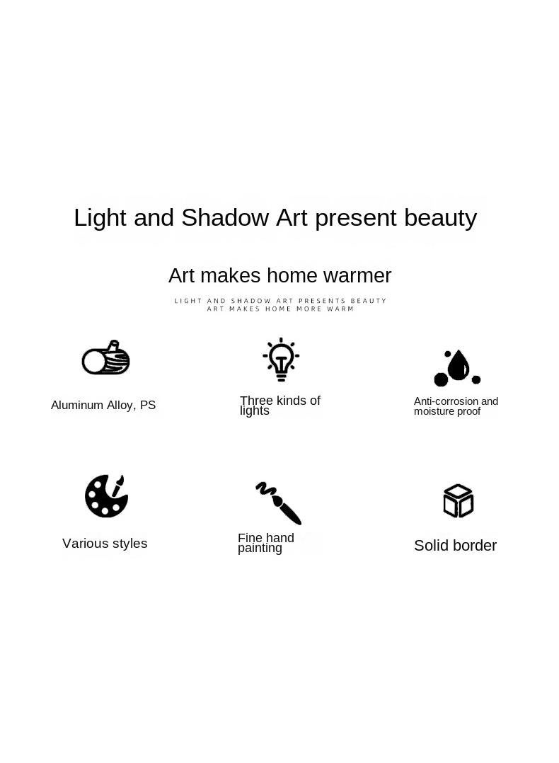 general Van Gogh Lighting Painting Decoration 3 Colors LED Light Painting Wall Decoration Art Of Light And Shadow Photo Frames LED Luminous Photo Frame Family Bedroom Living Room Night Lights - Image 5