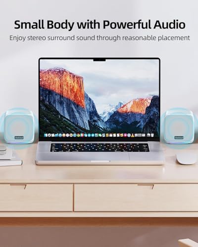 Uakinat Computer Speakers for Desktop PC, USB Powered 3.5mm Aux Speaker for PC, Laptop, Tablet, Phone, Plug and Play with Volume Control, White - Image 4