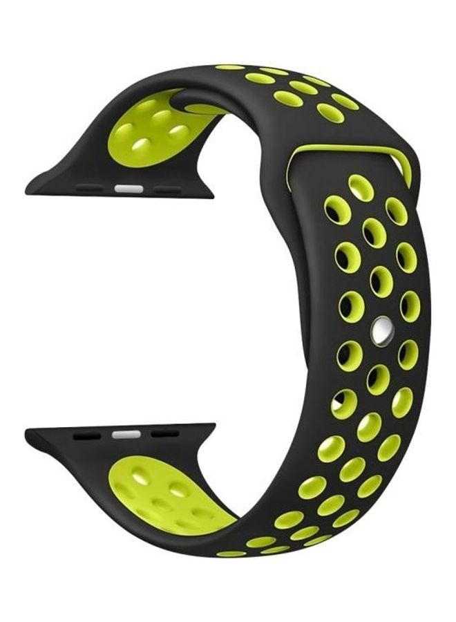 NIBEMINENT Sport Silicone Watchband Standard Edition for Apple Watch Series 7/6/SE/5/4/3/2/1 42/44/45mm Black/Yellow - Image 2