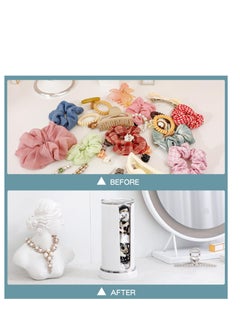 Excefore Plastic Portable Scrunchie Holder, Double Barrel Design Hair Tie Accessories Stand, Clear Scrunchie Holder Stand, Hair Ties Display Organizer, for Women Teen Girls (White)  - Image 5