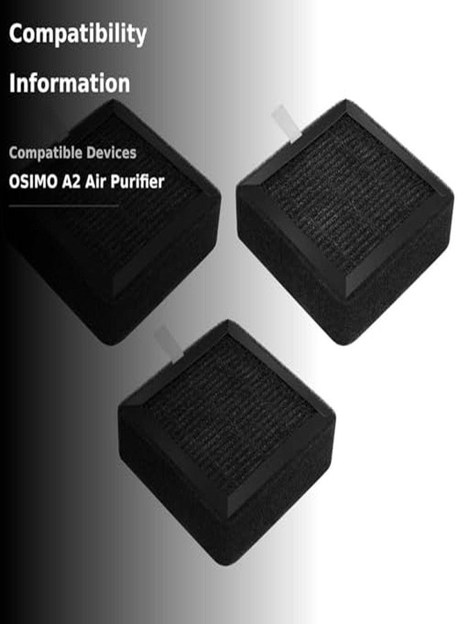 فيتي فلتر فلتر فيت - فلتر بديل حقيقي عالي الكفاءة (HEPA) لجهاز تنقية الهواء، متوافق مع جهاز تنقية الهواء OSIMO A2 المزود بفلتر كربون نشط عالي الكفاءة - عبوة من 3 قطع - Image 4