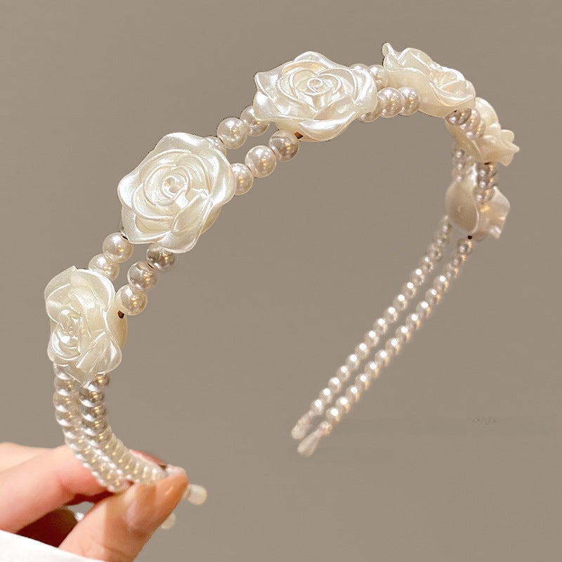 Generic Kids Pearl Headband Princess Elegant Hairband 4# camellia fairy style