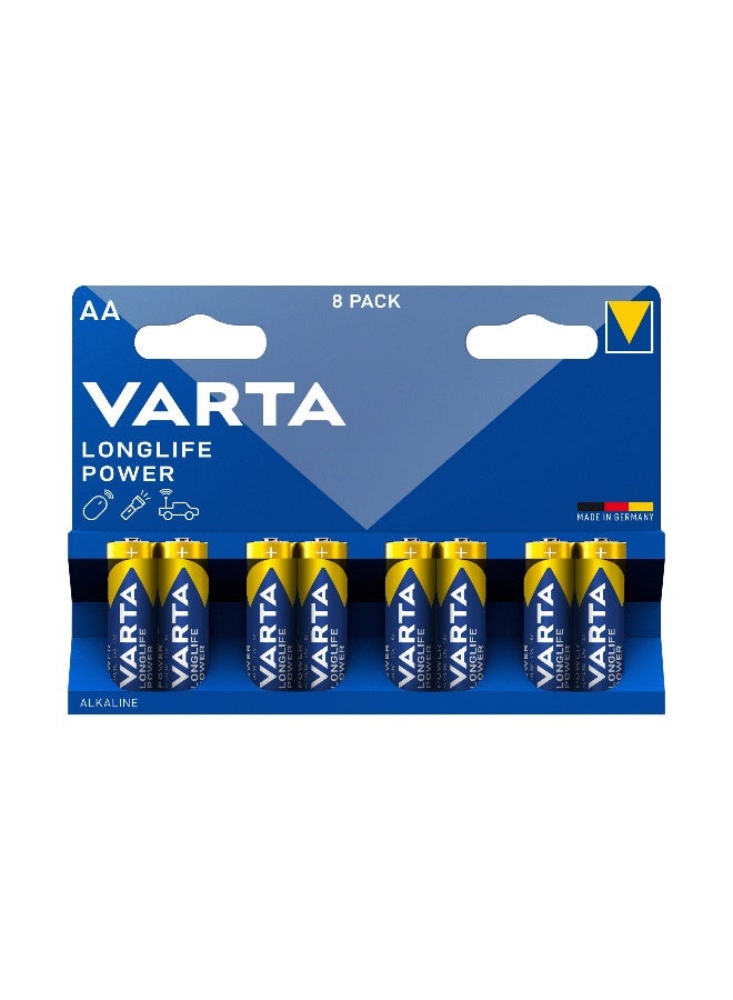 VARTA فارتا لونغلايف باور AA BLI 8 | نظام طاقة قلوي | ضمان 10 سنوات من الطاقة في التخزين | بطارية عالية الأداء مصنوعة في ألمانيا - Image 1