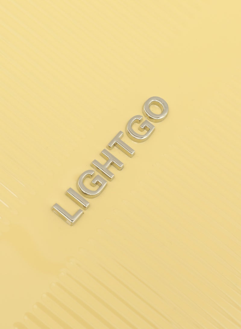 خفيفة الذهاب الأمتعة LIGHTGO 7624 اللون الأصفر 24"حقيبة السفر التحقق في الأمتعة مع TSA قفل حقيبة السفر سحابة YKK مع جيب بنك الطاقة PC 100 ٪ الأمتعة الخفيفة الوزن  - Image 4
