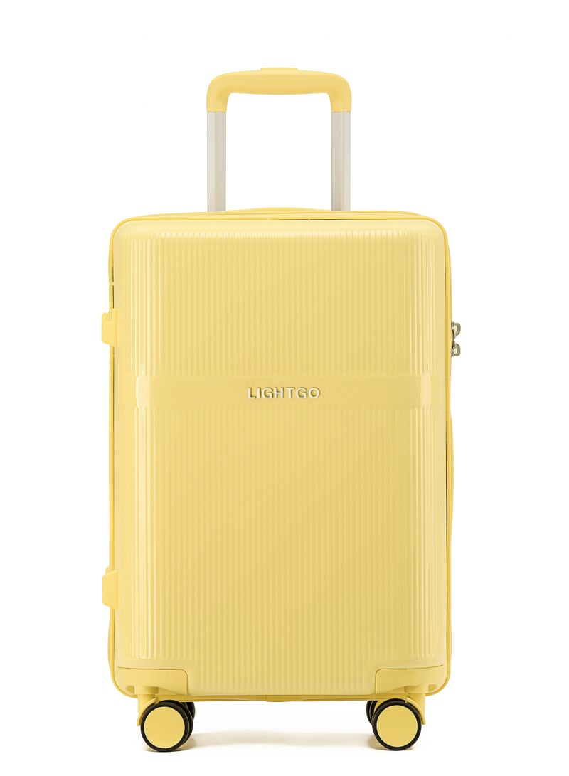خفيفة الذهاب الأمتعة LIGHTGO 7624 اللون الأصفر 24"حقيبة السفر التحقق في الأمتعة مع TSA قفل حقيبة السفر سحابة YKK مع جيب بنك الطاقة PC 100 ٪ الأمتعة الخفيفة الوزن  - Image 1