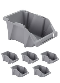 Plastic Storage Bin - 6 Piece - Space Saving Stackable Storage Baskets Organizers for Household, Pantry Toys Crafts and Tools in Closets Garages Laundry Rooms Bathrooms and Offices - pzsku/ZADBE4EC8B748F0AC0408Z/45/_/1711354765/1e8fd07c-663a-47a4-b597-5463a9c69078