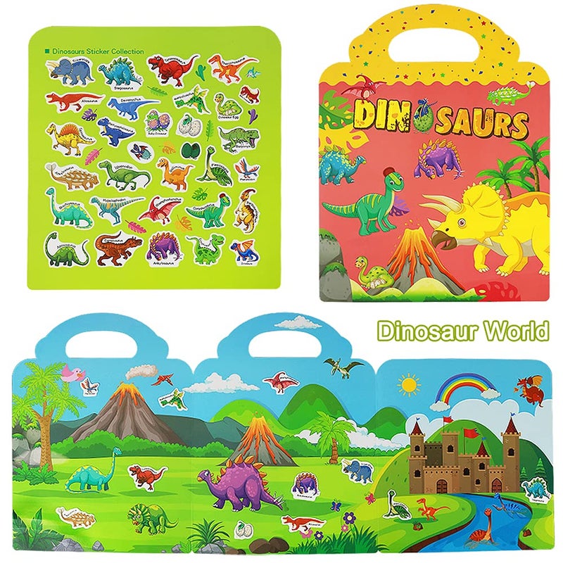 Yowlieu Reusable Sticker Books for Kids, 2 Sets Travel Removable Toddler Sticker Books for 3 4 5 Year Old Girls Boys Birthday Gifts Educational Learning Toys - Ocean & Zoo Animals - Image 5