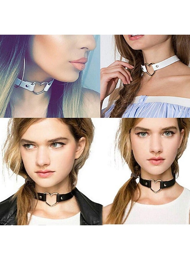 ETHOON Dual Color Love Heart Pu Leather Choker Necklace Goth Choker Collar Chain Black Pink - Image 3