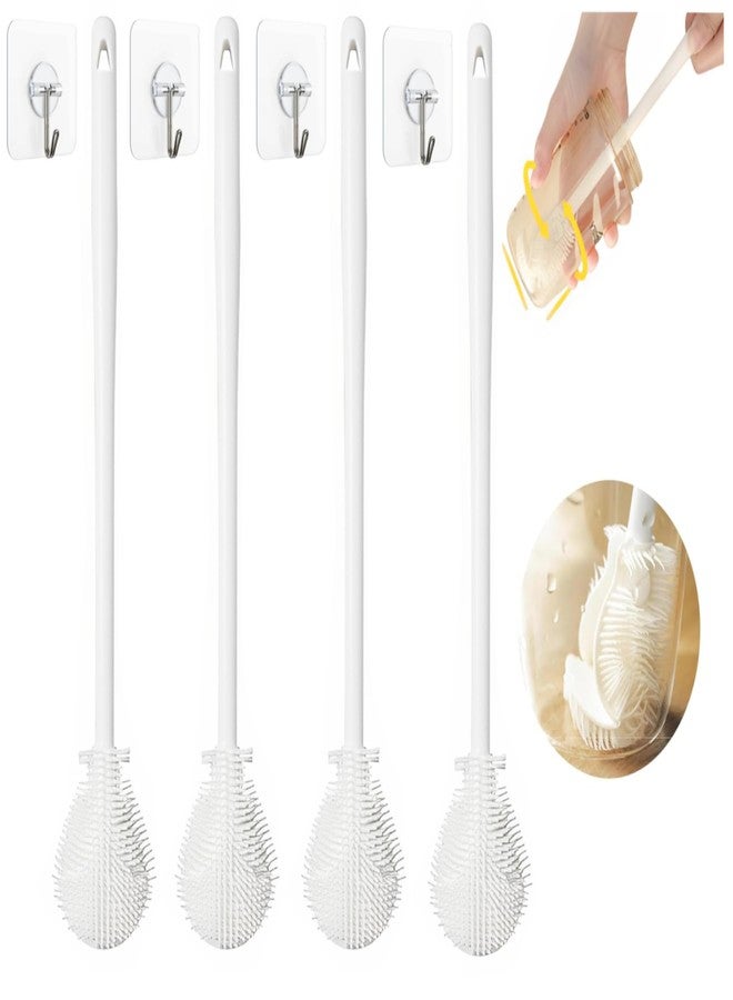 Tyagy Silicone Bottle Cleaning Brush Scrubber, Long Handle, Foldable, Soft Bristles for Cups, Baby Bottles, Thermoses (Pack of 4 Pcs) - Image 1