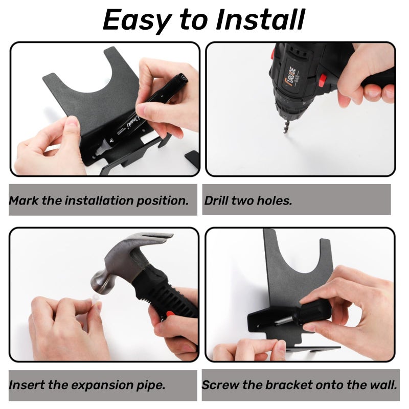 Tlence 4 Pack Angle Grinder Holder, Wall Mount Bracket for 5 inch Grinder, Polisher Storage Rack Stand with Cord Hook, Garage Tool Hanger for Angle Grinders Impact Wrench Cutters Waxing Machines - Image 4