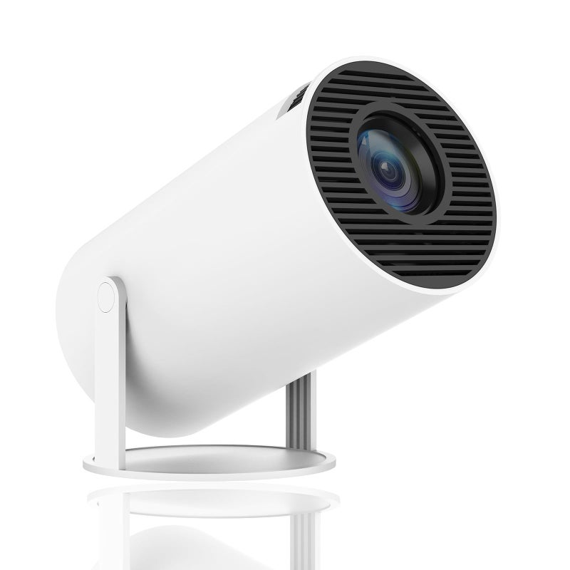 Premium Smart Mini Projector 4K 5G Wi-Fi - High-Capacity 40''-130'' Big Screen Movie Projector - Durable 180° Rotatable Home Theater Stand - White Cylinder Utility Media Player Compatible with Android/iOS/Windows (Sleek Portable Space-Saving Profile) - Manual Cinematic Entertainment Convenience & Digital Facility Asset Management Template