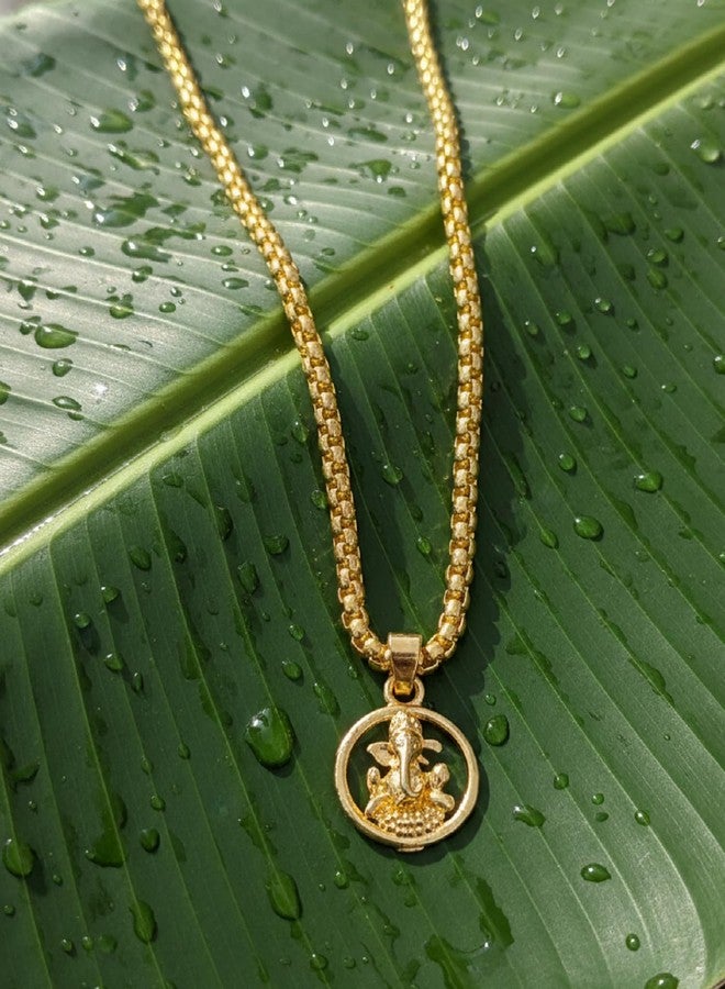 CHARMS Shree Ganesha Gold Tone Pendant Necklace – Religious Locket for Prosperity & Success - Image 4
