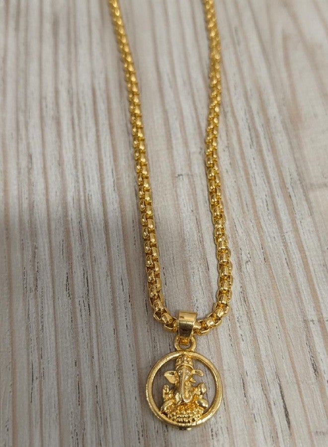 CHARMS Shree Ganesha Gold Tone Pendant Necklace – Religious Locket for Prosperity & Success - Image 3