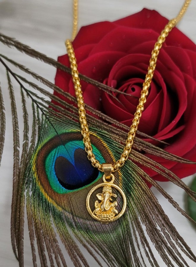 CHARMS Shree Ganesha Gold Tone Pendant Necklace – Religious Locket for Prosperity & Success - Image 5